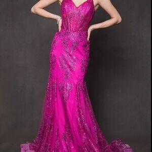 Amelia Couture Elegant Pink Evening Gown Prom Dres